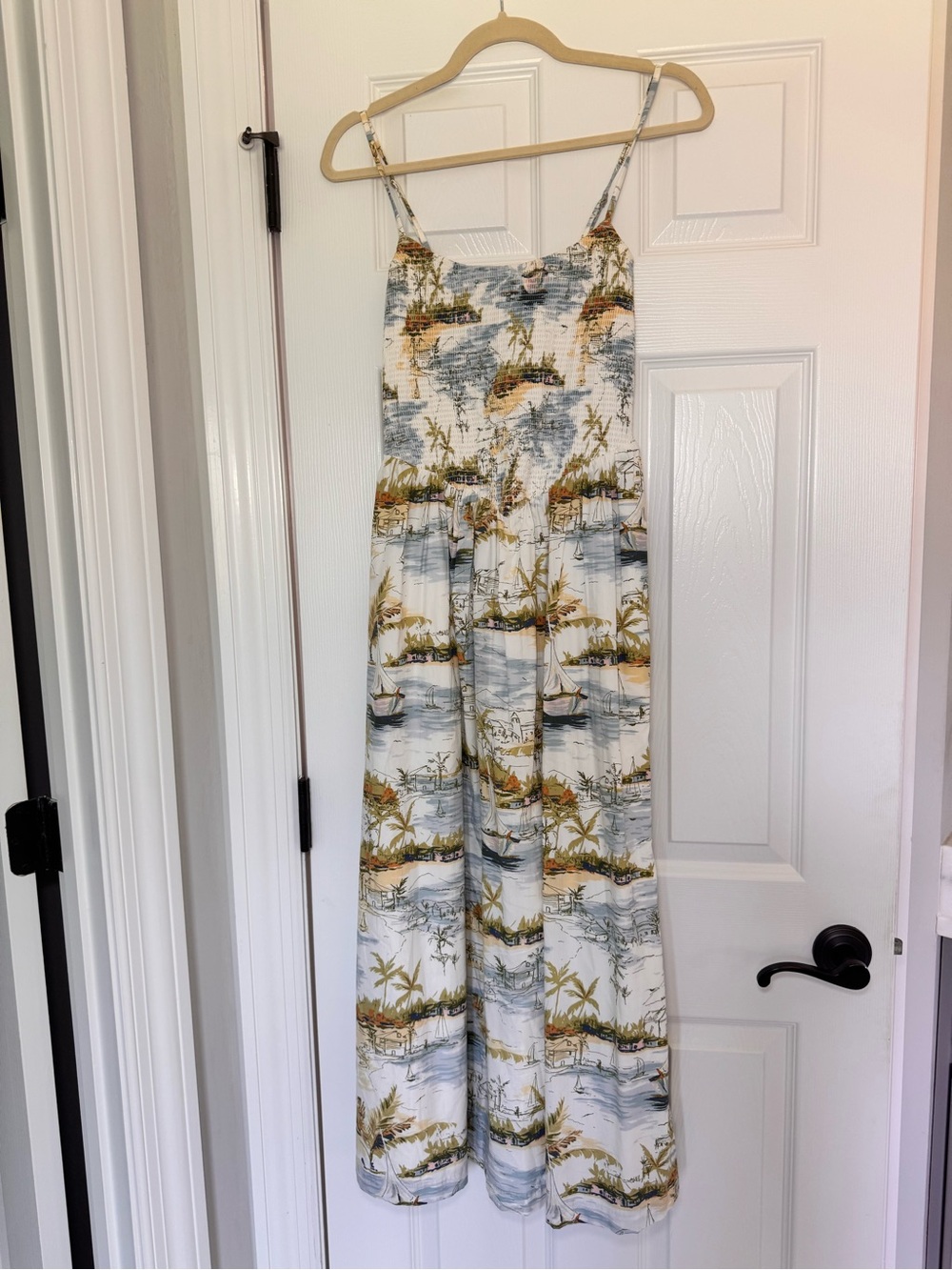 Abercrombie & Fitch Sydney Smocked Dipped-Waist Midi Dress - Picture 5 of 9